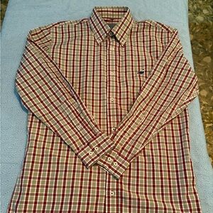 Men's Red Plaid Shirt with an embroidered duck.
